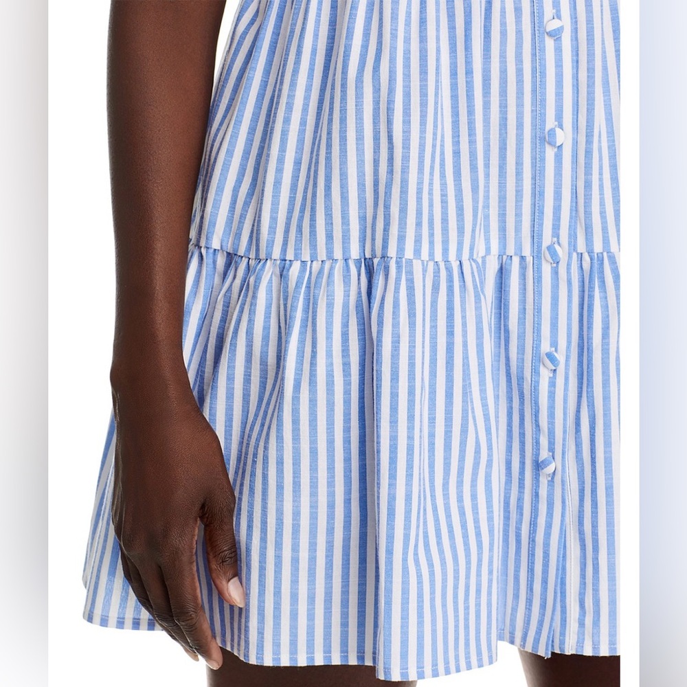 Aqua Bloomingdales Tiered Short Sleeve Shirtdress Blue White Stripes Small - Picture 3 of 9